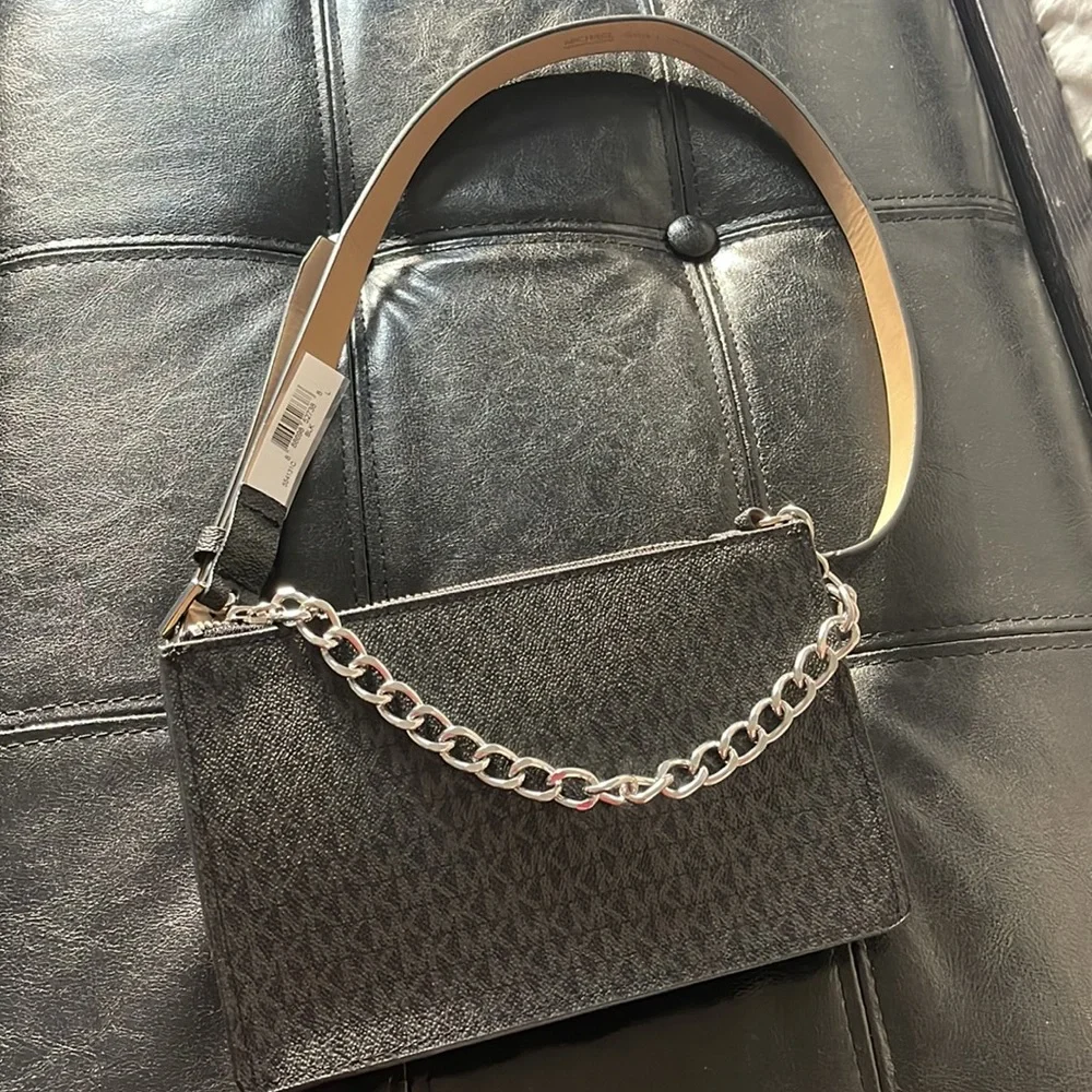 Michael Kors Pack Belt With Pull Chain, Black/Grey, LARGE - Picture 2 of 8